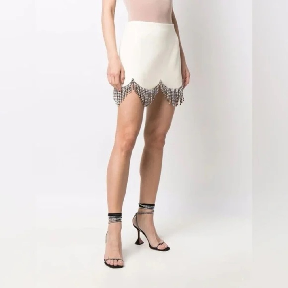 Area Crystal Scallop Mini Skirt